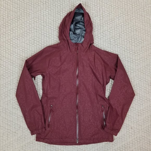 Athleta Drizzle Rain Shell Jacket Cherrywood Red Wallflower Sz Medium - Picture 6 of 12